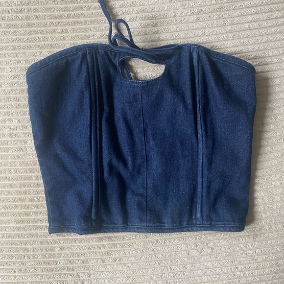 Princess Polly Tops - Princess Polly Blue Bustier Bodysuit Cut Out